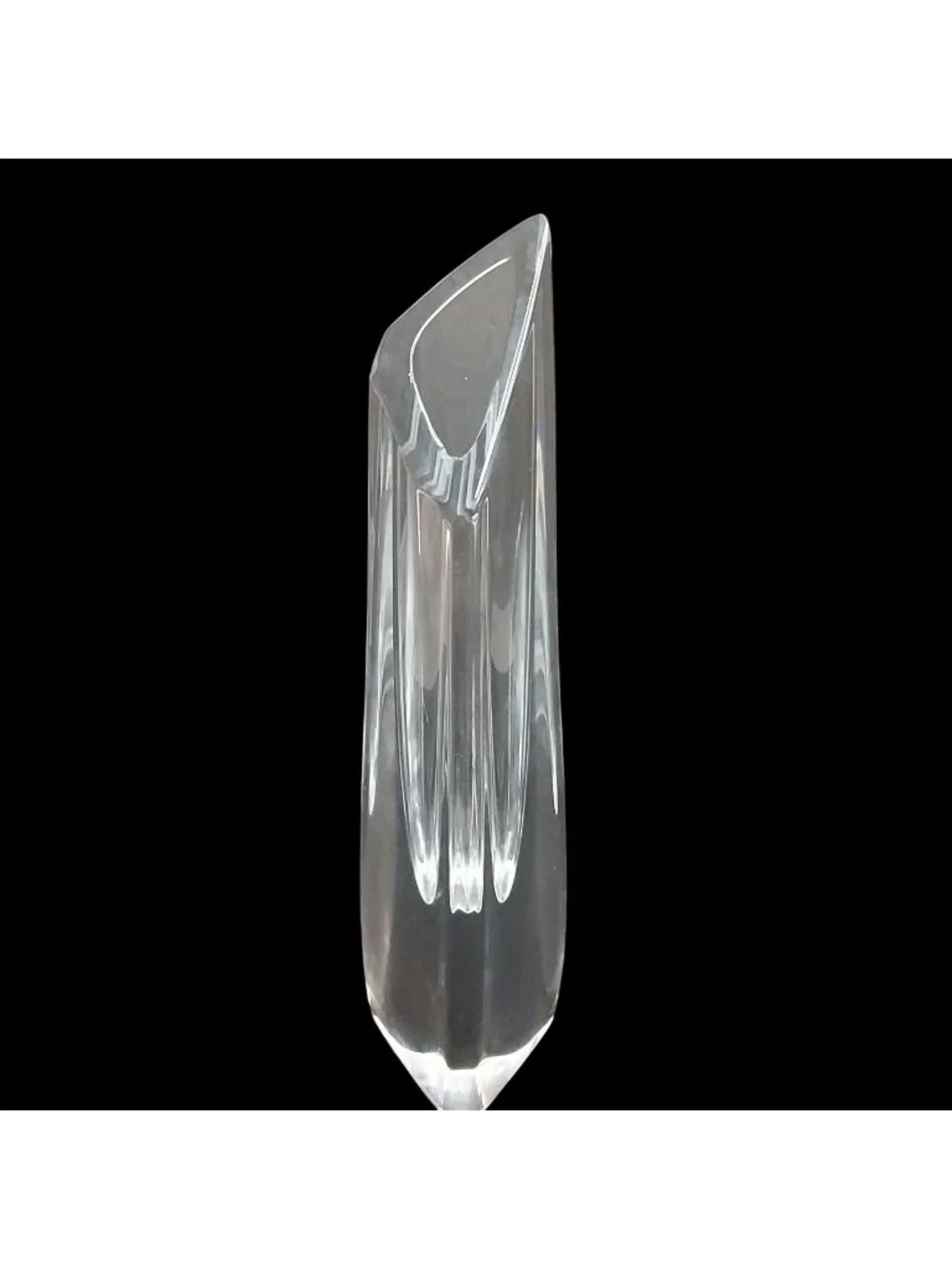 Baccarat Crystal Triangle Glass Decorative Sculpture Vase 13